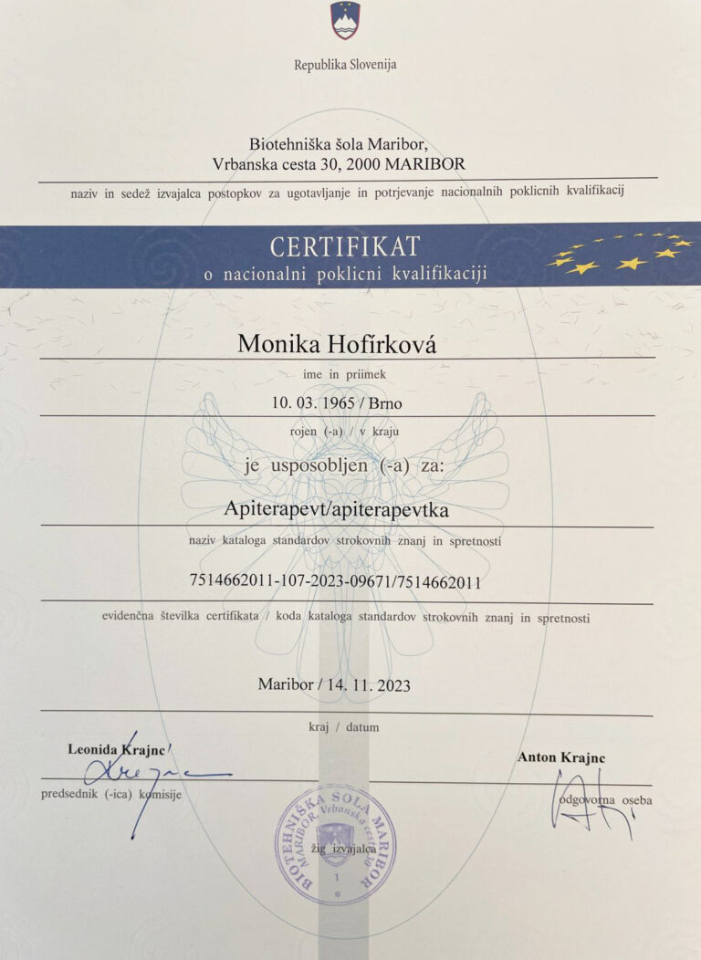 certifikát apidomek vilémovice