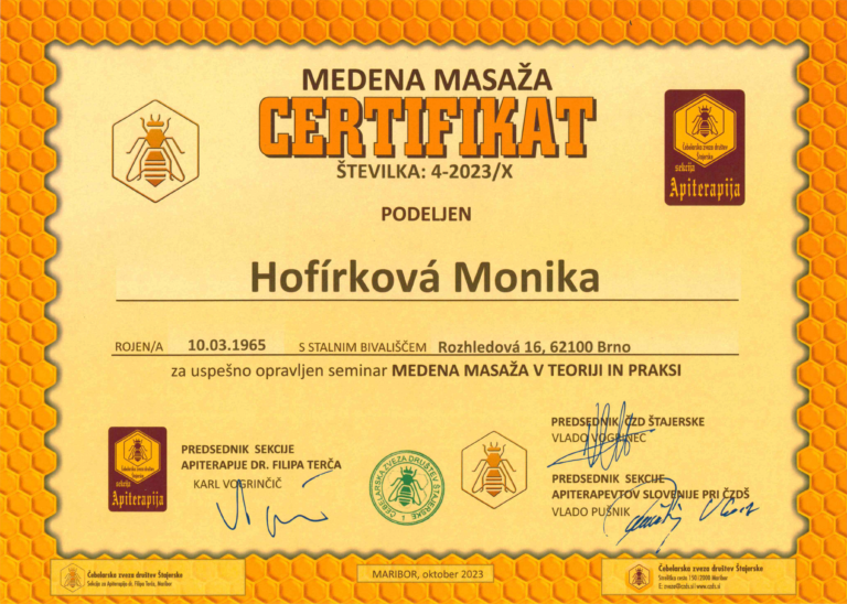 certifikát apidomek vilémovice