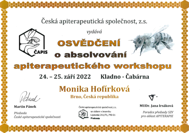 certifikát apidomek vilémovice
