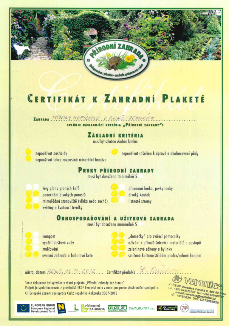certifikát apidomek vilémovice